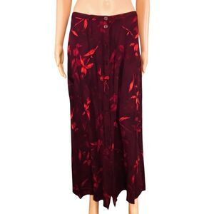 Norton McNaughton Burgundy Wine Button-Down Maxi Skirt SZ LG Professional Career